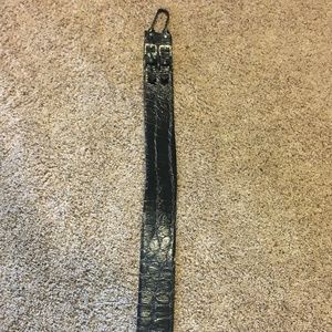 Bill Blass New York, black faux crocodile wide waisted belt, size Medium